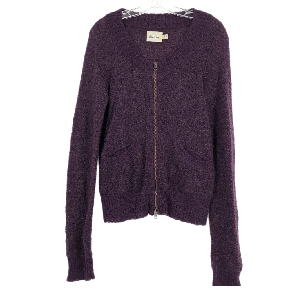 Steven Alan Purple Full Zip V-Neck Sweater | Classic Style